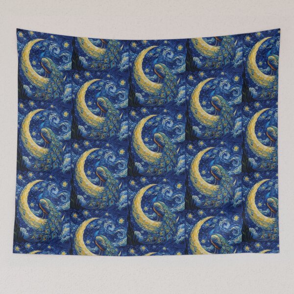 Item preview, Funny Peacock Starry Night Painting Cute Moon Stars Boys Girls Kids designed and sold by FurryHavenPH.