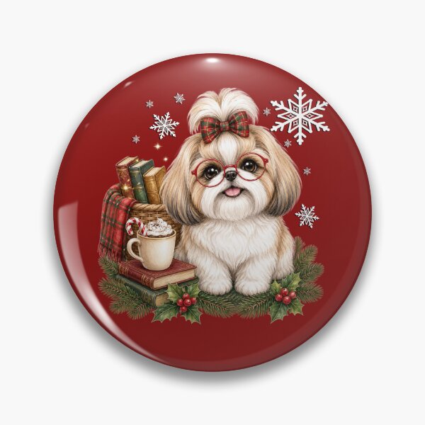 Item preview, Christmas Shih Tzu Glasses Cozy Winter Bookworm designed and sold by Cute & Sassy Custom Gifting Boutiques.