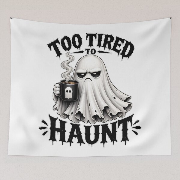 Item preview, Too Tired to Haunt – Grumpy tired Ghost Coffee Humor designed and sold by AbderraimArt.