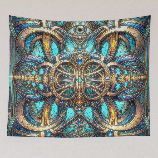 Aperçu de l'œuvre Art Nouveau Stained Glass All Seeing Eye Mandala créée et vendue par Frackxion.