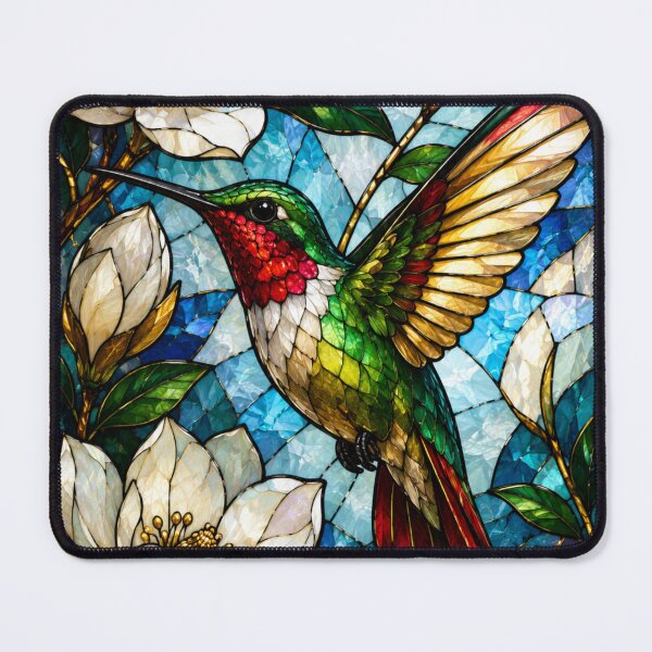 Item preview, Stained Glass Hummingbird Twilight Wisteria Art Design designed and sold by Creativveworrld03.