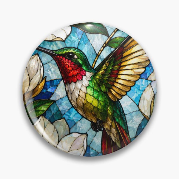 Item preview, Stained Glass Hummingbird Twilight Wisteria Art Design designed and sold by Creativveworrld03.