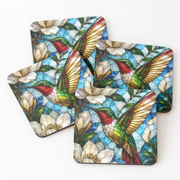 Item preview, Stained Glass Hummingbird Twilight Wisteria Art Design designed and sold by Creativveworrld03.