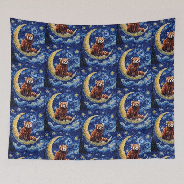 Item preview, Funny Red Panda Starry Night Painting Cute Moon Stars Boys Girls Kids designed and sold by FurryHavenPH.