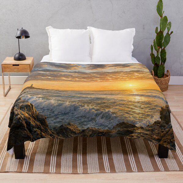 Item preview, Golden Ocean Sunset with Lighthouse – Coastal Illustration designed and sold by wiwiart.