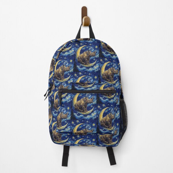 Item preview, Funny Rhinoceros Starry Night Painting Cute Moon Stars Boys Girls Kids designed and sold by FurryHavenPH.