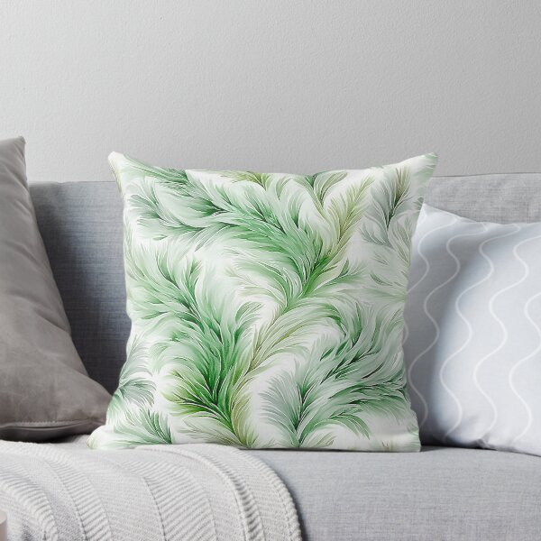 Item preview, Sage Green Watercolor Feathery Leaves Abstract Pattern designed and sold by Nine Lives Studio.