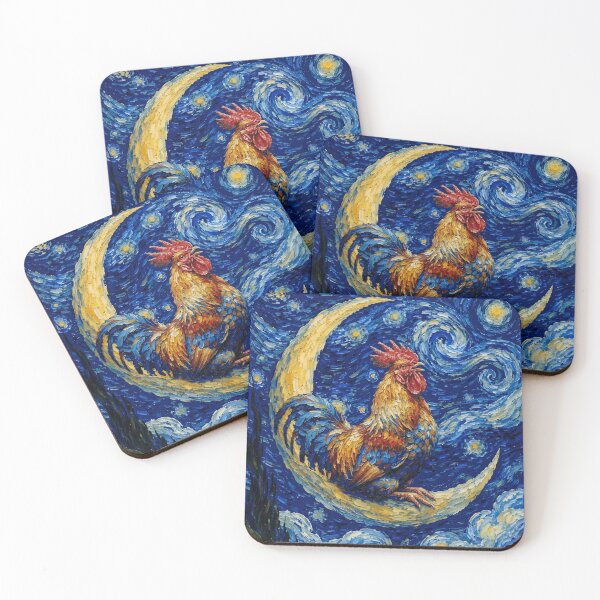 Item preview, Funny Rooster Starry Night Painting Cute Moon Stars Boys Girls Kids designed and sold by FurryHavenPH.
