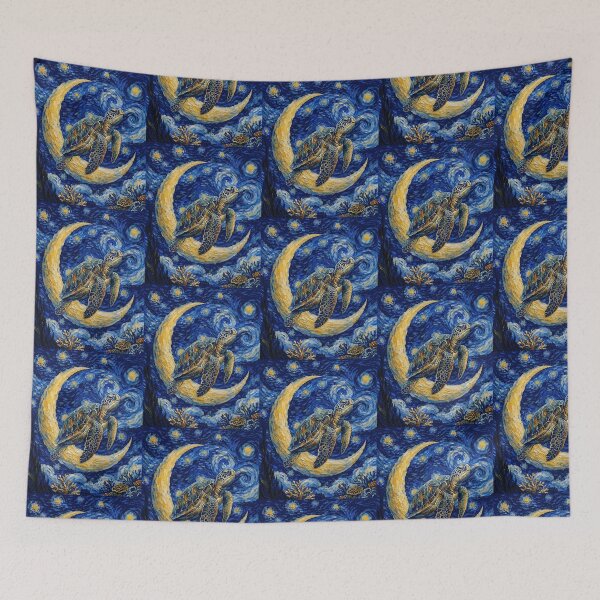 Item preview, Funny Sea Turtle Starry Night Painting Cute Moon Stars Boys Girls Kids designed and sold by FurryHavenPH.