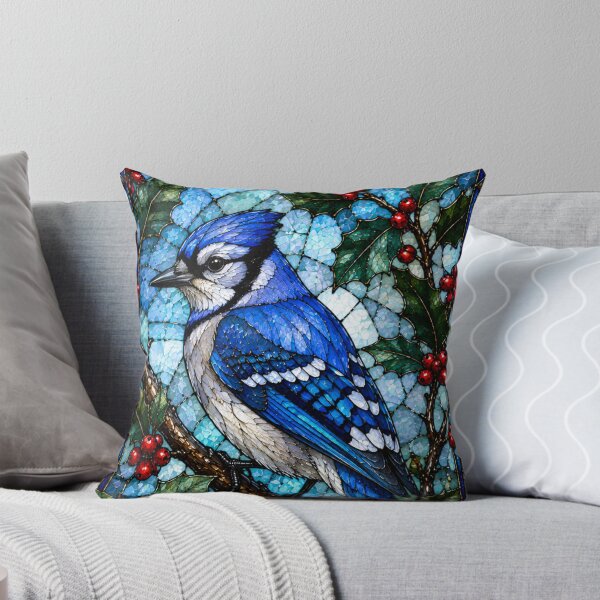 Item preview, Stained Glass Blue Jay Bird Art Design designed and sold by Creativveworrld03.