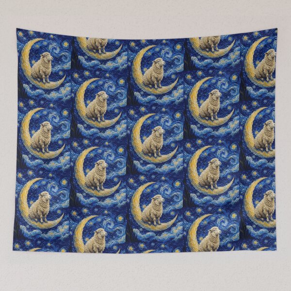 Item preview, Funny Sheep Starry Night Painting Cute Moon Stars Boys Girls Kids designed and sold by FurryHavenPH.