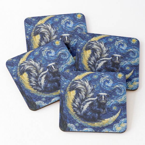 Item preview, Funny Skunk Starry Night Painting Cute Moon Stars Boys Girls Kids designed and sold by FurryHavenPH.
