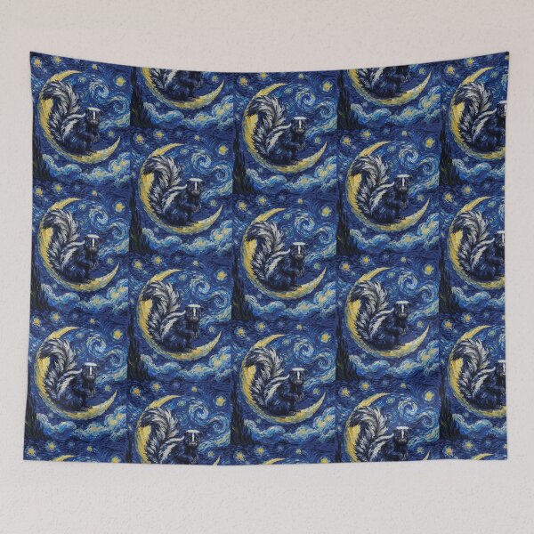 Item preview, Funny Skunk Starry Night Painting Cute Moon Stars Boys Girls Kids designed and sold by FurryHavenPH.