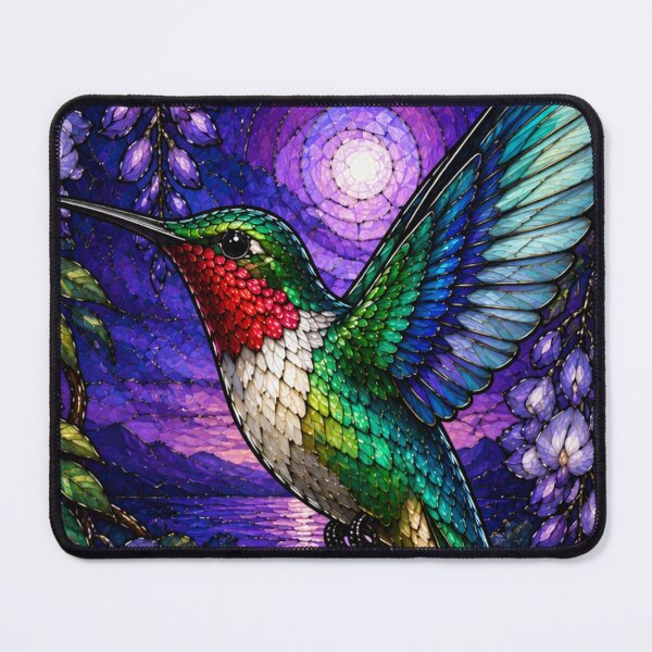 Item preview, Stained Glass Hummingbird Twilight Wisteria Art Design designed and sold by Creativveworrld03.