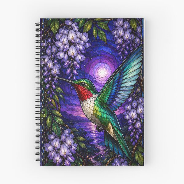 Item preview, Stained Glass Hummingbird Twilight Wisteria Art Design designed and sold by Creativveworrld03.