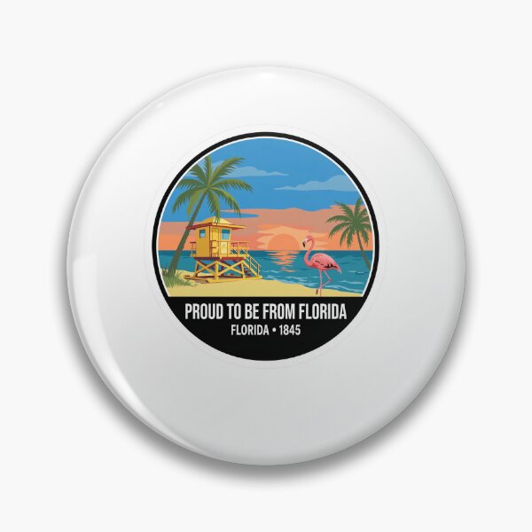 Item preview, Proud To Be From Florida Beach Palm Sunset Vintage Badge Sticker designed and sold by Tininai.