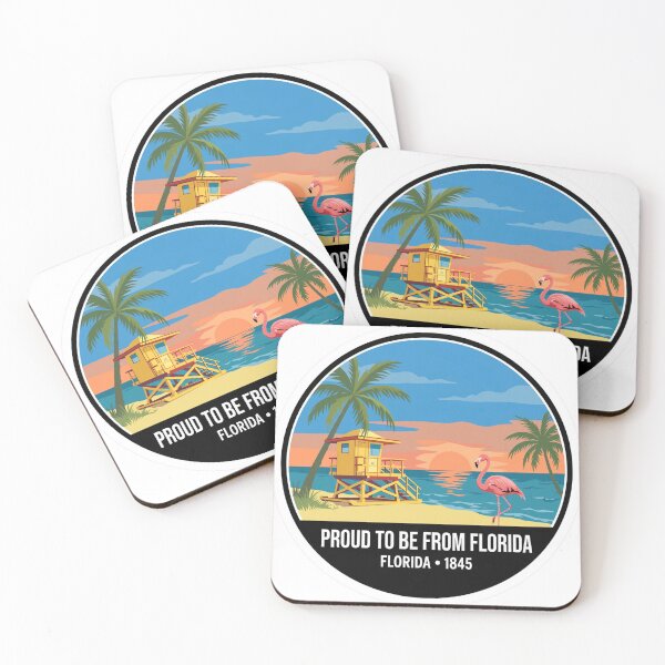 Item preview, Proud To Be From Florida Beach Palm Sunset Vintage Badge Sticker designed and sold by Tininai.