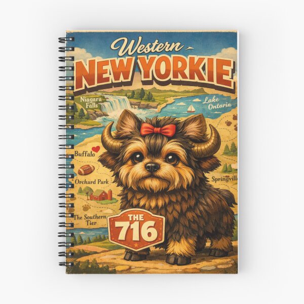 Item preview, Western New Yorkie Dog Vintage Travel Art 716 Buffalo NY designed and sold by The716Studio.