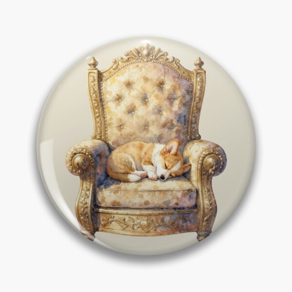 Item preview, Watercolor Sleeping Corgi Golden Royal Armchair designed and sold by WildArtIT.