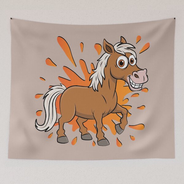 Aperçu de l'œuvre Un dessin cartoon d'un cheval Abou'Ourquob créée et vendue par Cheval-de-coeur.