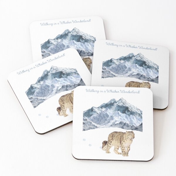 Item preview, Snow Leopard Walking in a Whisker Wonderland designed and sold by MYCatStuff.