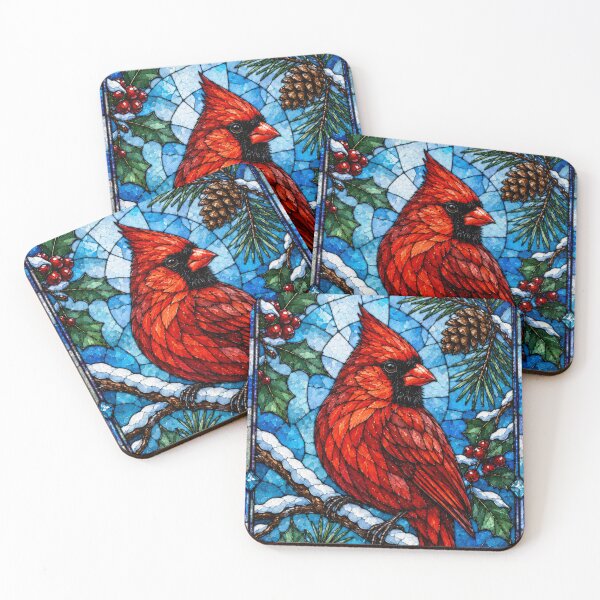 Item preview, Stained Glass Red Cardinal Winter Bird Design designed and sold by Creativveworrld03.