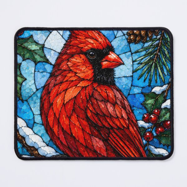 Item preview, Stained Glass Red Cardinal Winter Bird Design designed and sold by Creativveworrld03.
