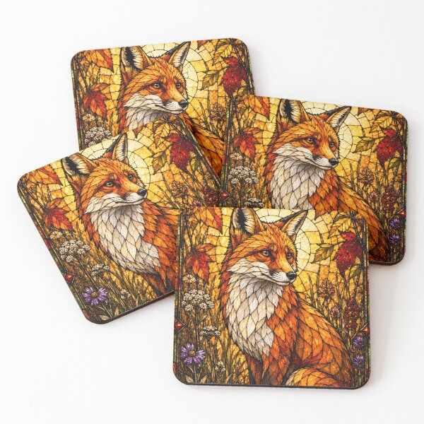 Item preview, Stained Glass Red Fox Autumn Art Design designed and sold by Creativveworrld03.