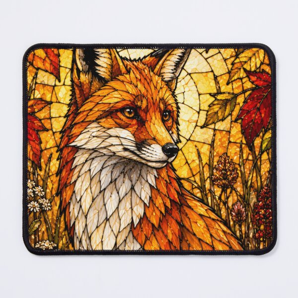 Item preview, Stained Glass Red Fox Autumn Art Design designed and sold by Creativveworrld03.