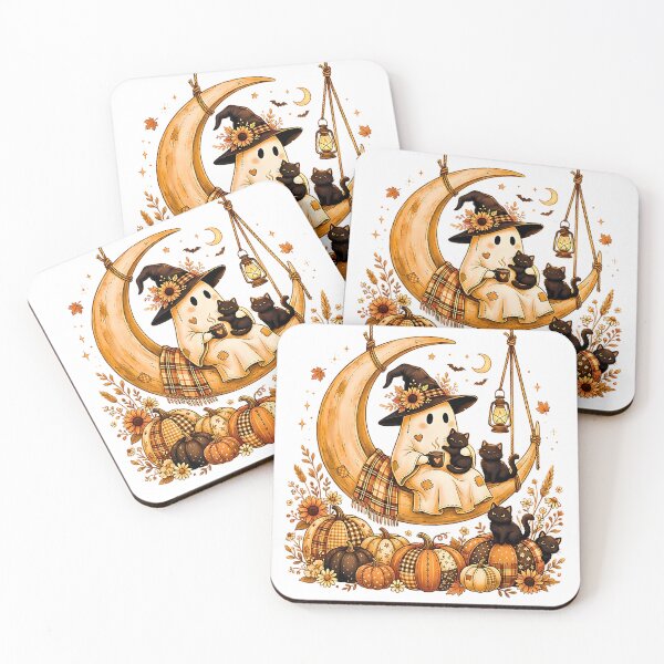Item preview, Cute Halloween Ghost Black Cat Pumpkin Patchwork designed and sold by Rahamkshop.