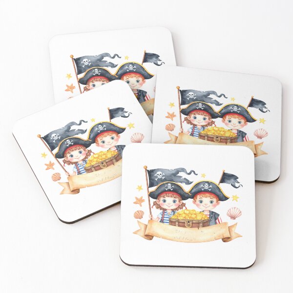 Item preview, Cute Watercolor Pirate Kids Treasure Chest Banner designed and sold by BetweenForms.