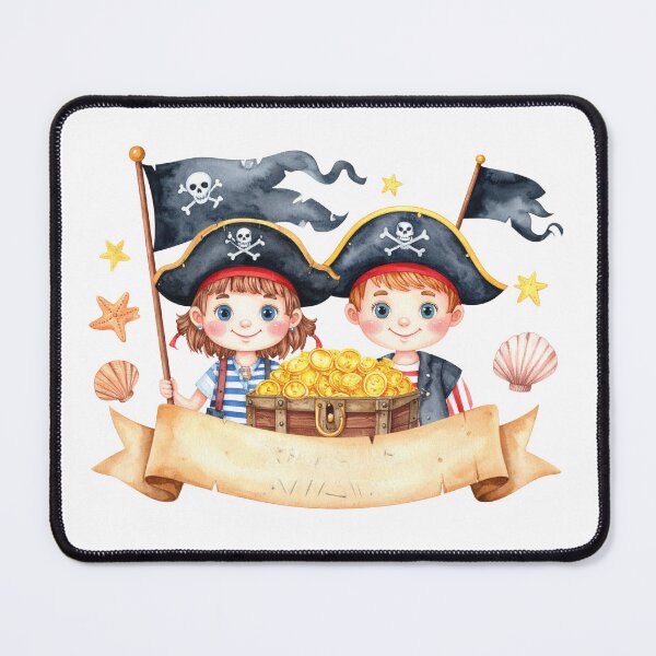 Item preview, Cute Watercolor Pirate Kids Treasure Chest Banner designed and sold by BetweenForms.