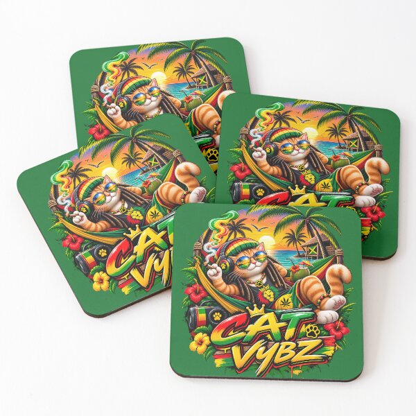 Item preview, Cool Rastafarian Rasta Cat in Hammock - Cat Vybz designed and sold by digitalbob60.