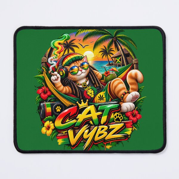 Item preview, Cool Rastafarian Rasta Cat in Hammock - Cat Vybz designed and sold by digitalbob60.