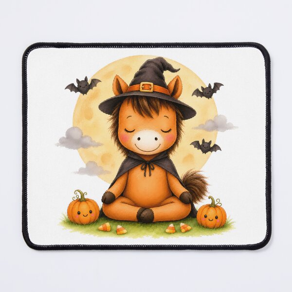 Item preview, Halloween Lotus Horse in a Witch’s Hat designed and sold by YogiAnimalArt.