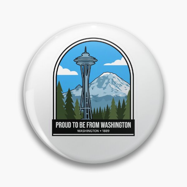 Item preview, Proud To Be From Washington Seattle Space Needle Mount Rainier Badge designed and sold by Tininai.