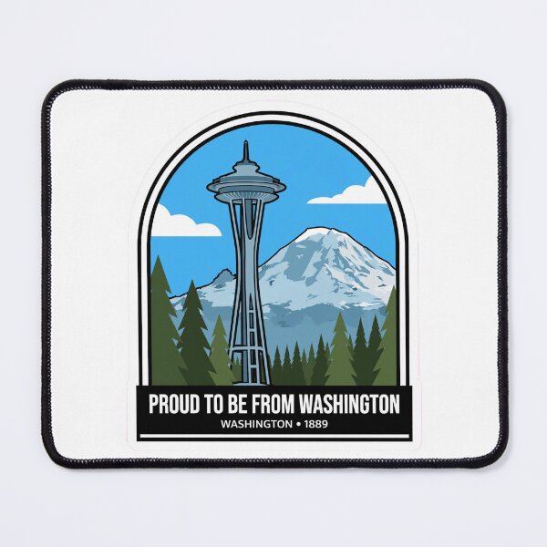 Item preview, Proud To Be From Washington Seattle Space Needle Mount Rainier Badge designed and sold by Tininai.