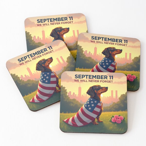 Item preview, SEPTEMBER 11 WE WILL NEVER FORGET PATRIOTIC DACHSHUND designed and sold by PawsStudioAU.