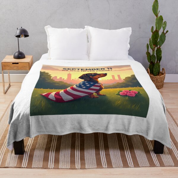 Item preview, SEPTEMBER 11 WE WILL NEVER FORGET PATRIOTIC DACHSHUND designed and sold by PawsStudioAU.