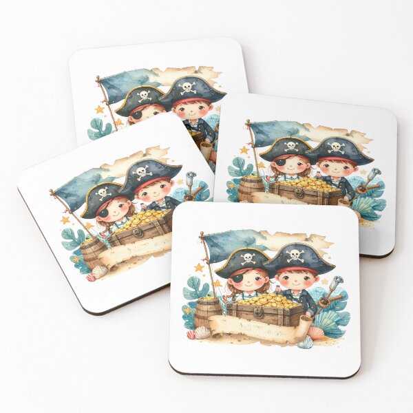 Item preview, Cute Watercolor Pirate Kids Treasure Chest Banner designed and sold by BetweenForms.