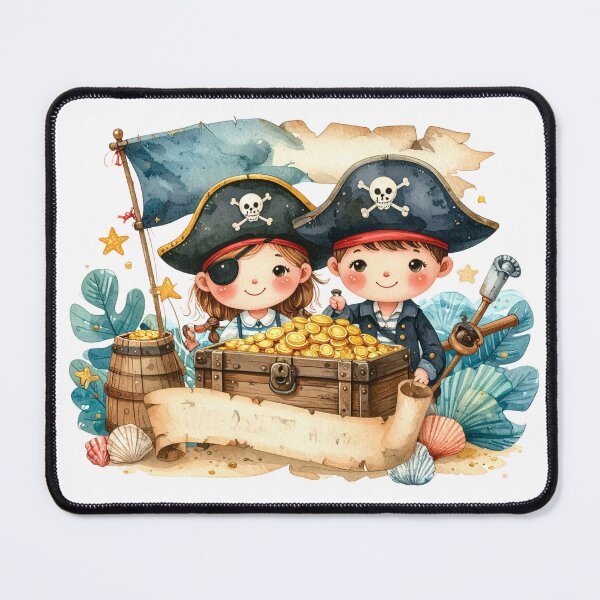 Item preview, Cute Watercolor Pirate Kids Treasure Chest Banner designed and sold by BetweenForms.