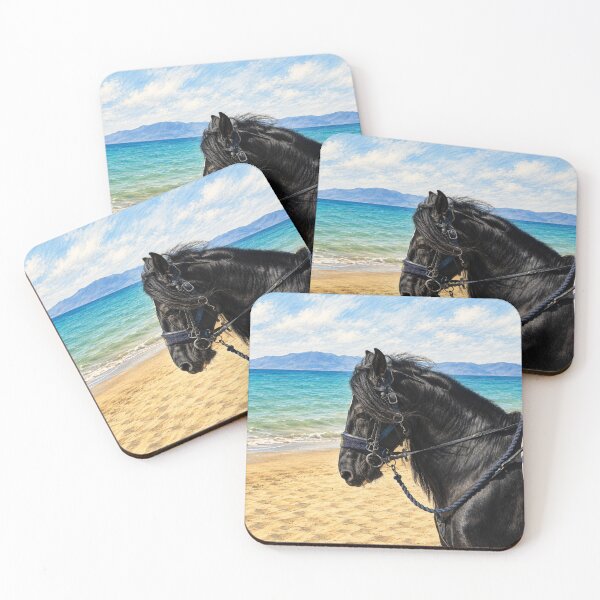 Item preview, Majestic Black Horse by the Turquoise Sea designed and sold by wiwiart.