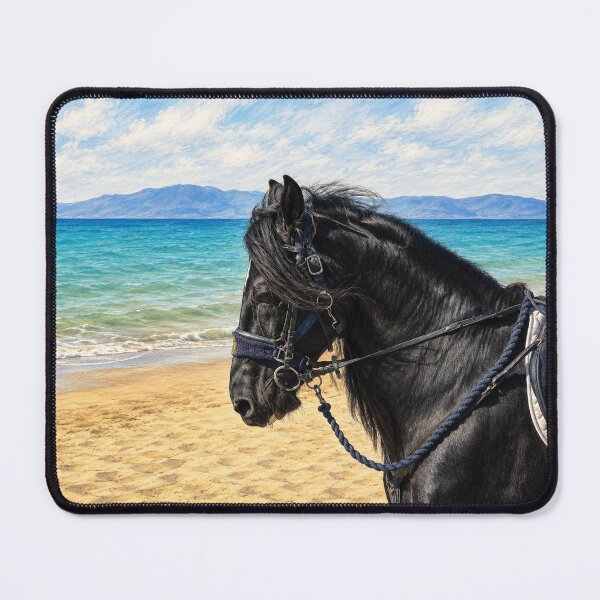 Item preview, Majestic Black Horse by the Turquoise Sea designed and sold by wiwiart.