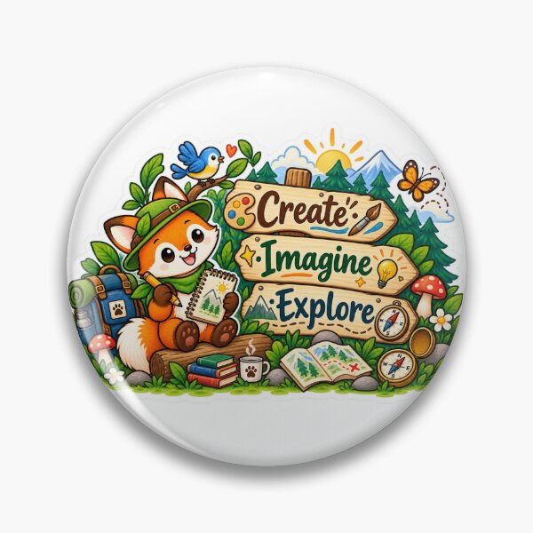 Item preview, Create Imagine Explore Cute Fox Creative Adventure Sticker designed and sold by MohamedAbozaid1.