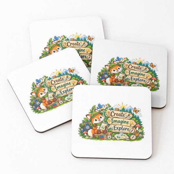 Item preview, Create Imagine Explore Cute Fox Creative Adventure Sticker designed and sold by MohamedAbozaid1.