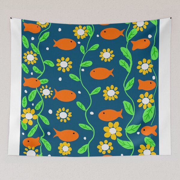 Item preview, Colorful Fish and Flowers Pattern designed and sold by Elaine M Hayward .
