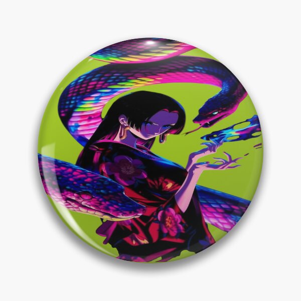 Item preview, The Mistress of Luminous Serpents, Woman with Neon Rainbow Serpents - Psychedelic Anime Art with Fluorescent Colors designed and sold by RAYBIL.