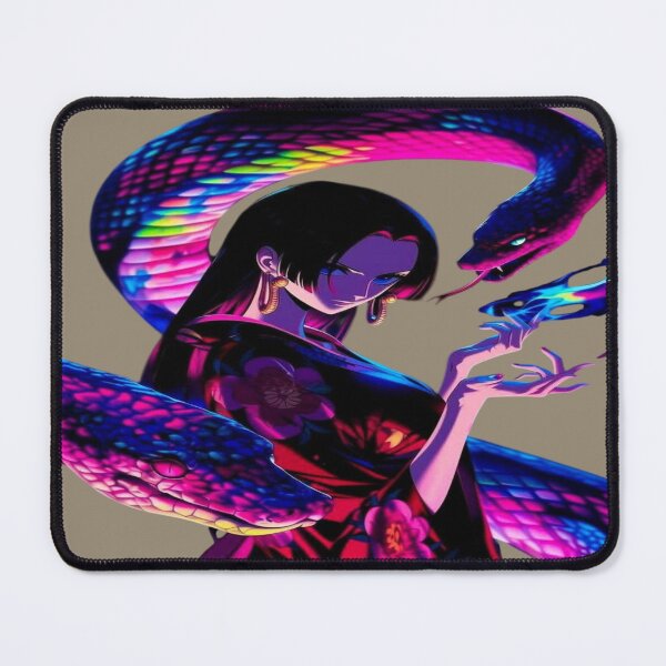 Item preview, The Mistress of Luminous Serpents, Woman with Neon Rainbow Serpents - Psychedelic Anime Art with Fluorescent Colors designed and sold by RAYBIL.
