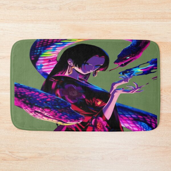 Item preview, The Mistress of Luminous Serpents, Woman with Neon Rainbow Serpents - Psychedelic Anime Art with Fluorescent Colors designed and sold by RAYBIL.