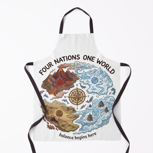 Item preview, Four Nations One World Elemental Map Eastern Fantasy Art designed and sold by LunaMarkos.